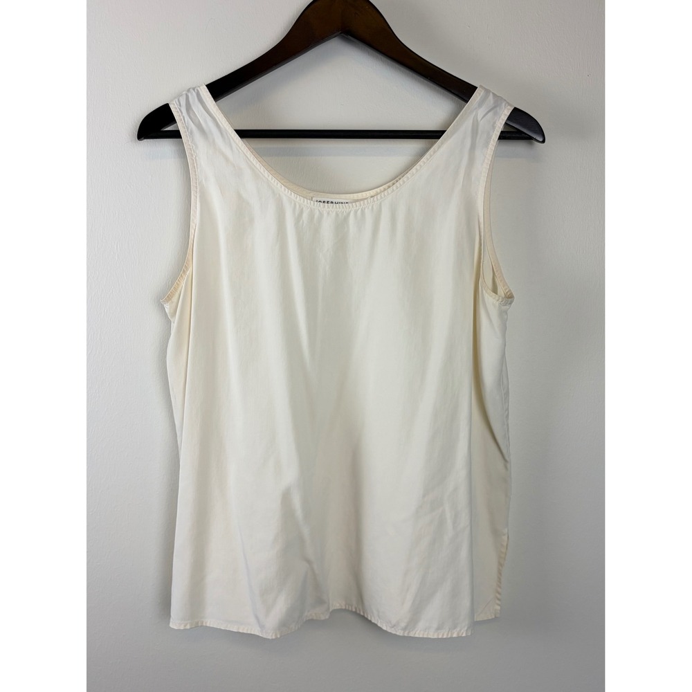 Vintage Josephine Chaus Tank Top Medium Off White 100% Silk Minimalist Old Money